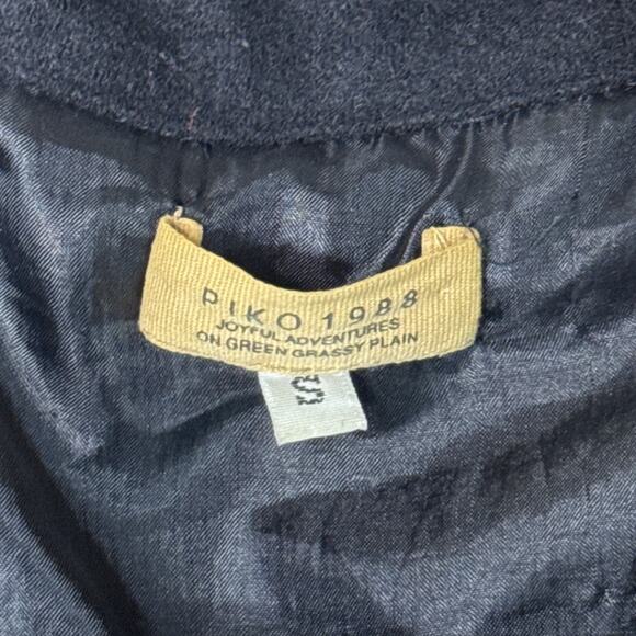 Piko 1988 Black Wool Swing Pea Coat Jacket 3/4 Cropped Sleeve SZ Small - Picture 5 of 8